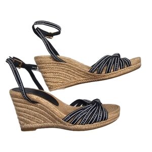 NWT Tory Burch Ribbon Wedge Espadrilles with Ankle Strap